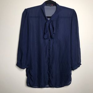 Modern Love Sheer Chiffon Long Sleeve Blouse